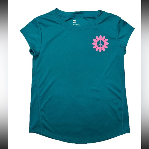All in motion Graphic Tee Girls Kids  Size XL(14) Athletic Turquoise Green - Picture 1 of 7